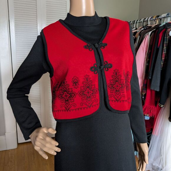 Vintage 1990s Byer California Sweater Dress Knit Vest Dark Academia Size 6 - Picture 5 of 8